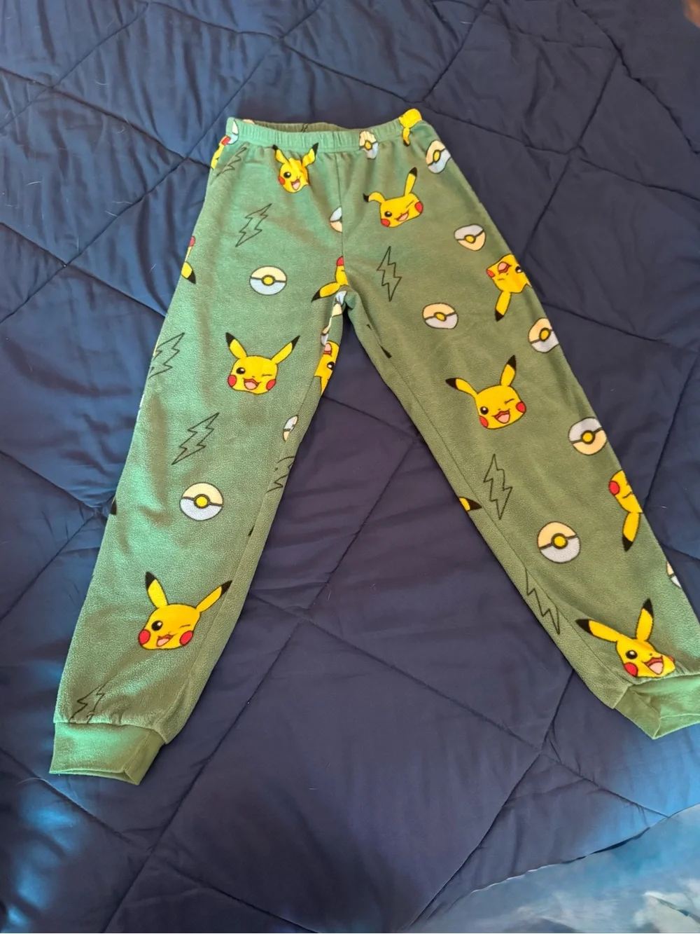 Pokémon Fleece Kids Pajama Set - Green and Light Blue with Pikachu Design